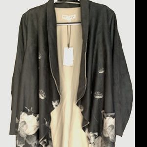 NWT Chelsea & Theodore Grey faux leather/suede jacket 2x